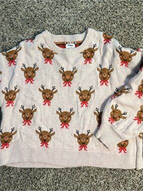 Cotton On Pale Pink Reindeer Knit Sweater